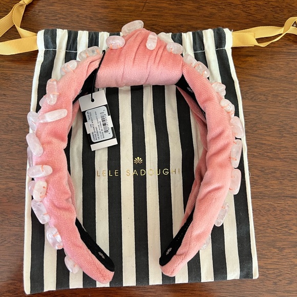 NWT Lele Sadoughi Rose Quartz Knotted Headband - Picture 10 of 14